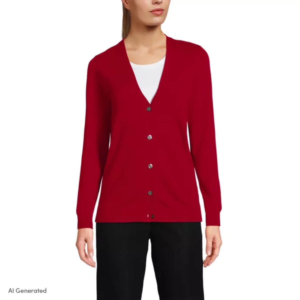 [16] Lands End Womens Cotton Modal V-neck Cardigan Sweater